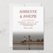 Elegant Maroon Text 2 in 1 Photo Wedding Kaart (Voorkant)