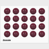 Elegant Maroon Thank You Circle Ronde Sticker (Vel)