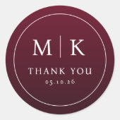 Elegant Maroon Thank You Circle Ronde Sticker (Voorkant)