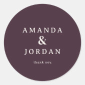Elegant Maroon Typographic Gratitude Ronde Sticker (Voorkant)