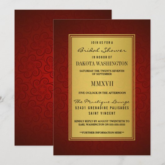 Elegant Maroon Vrijgezellenfeest & Faux Gold Overl Kaart (Voorkant / Achterkant)