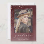 Elegant Maroon Waterverf Foto Afstuderen Aankondiging (Voorkant)