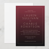 Elegant Maroon Wedding Invitation Kaart (Voorkant / Achterkant)