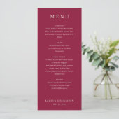 Elegant Maroon Wedding Menu (Staand voorkant)