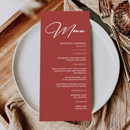 Elegant Maroon Wedding Menu