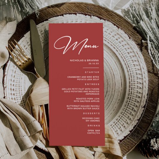 Elegant Maroon Wedding Menu