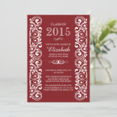 Elegant Maroon White Graduation Party Invitation Kaart (Staand voorkant)