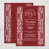 Elegant Maroon White Graduation Party Invitation Kaart (Voorkant / Achterkant)