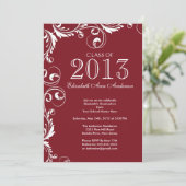 Elegant Maroon White Graduation Party Invitation Kaart (Staand voorkant)