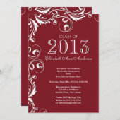 Elegant Maroon White Graduation Party Invitation Kaart (Voorkant / Achterkant)