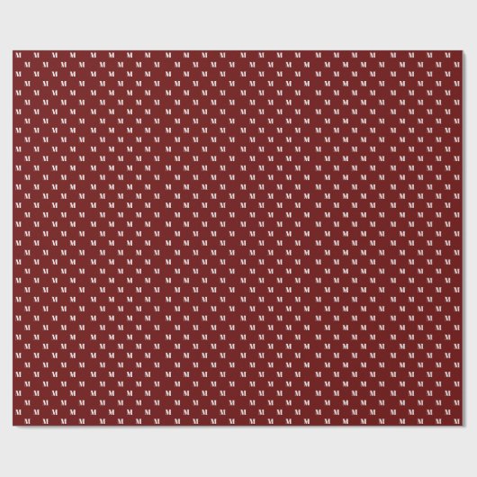 Elegant maroon wine custom monogram initiaal lette cadeaupapier (Vlak)
