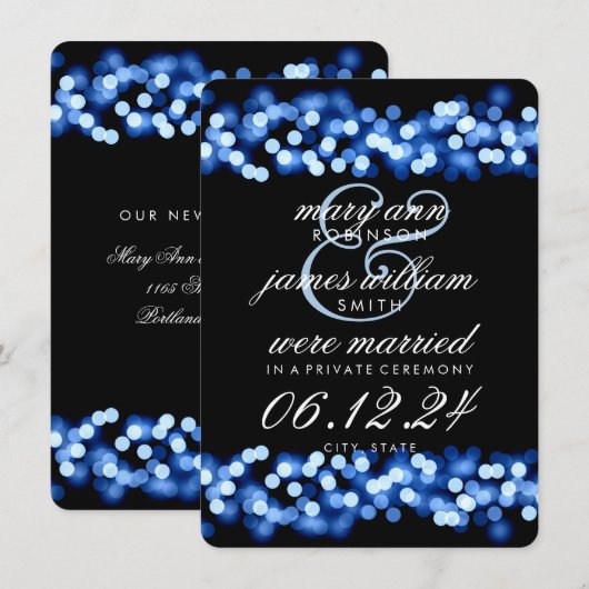 Elegant Marriage/Elopement Blue Hollywood Glam Aankondiging (Voorkant / Achterkant)
