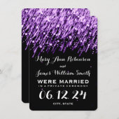 Elegant Marriage Elopement Falling Stars Paars Aankondiging (Voorkant / Achterkant)