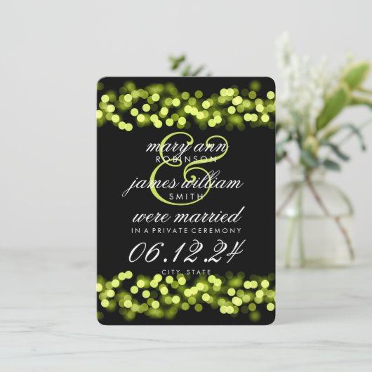 Elegant Marriage/Elopement Green Hollywood Glam Aankondiging (Staand voorkant)