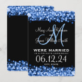 Elegant Marriage Elopement Sparkles Blue Aankondiging (Voorkant / Achterkant)