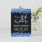 Elegant Marriage Elopement Sparkles Blue Aankondiging (Staand voorkant)