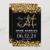 Elegant Marriage Elopement Sparkles Gold Aankondiging (Voorkant / Achterkant)