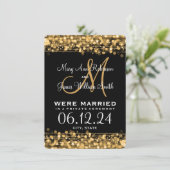 Elegant Marriage Elopement Sparkles Gold Aankondiging (Staand voorkant)