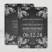 Elegant Marriage Elopement  Swirls 2 Black Aankondiging (Voorkant / Achterkant)