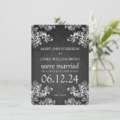 Elegant Marriage Elopement  Swirls 2 Black Aankondiging (Staand voorkant)