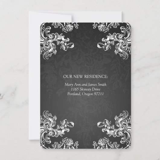 Elegant Marriage Elopement  Swirls 2 Black Aankondiging (Achterkant)