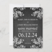 Elegant Marriage Elopement  Swirls 2 Black Aankondiging (Voorkant)
