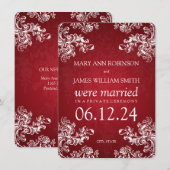 Elegant Marriage Elopement  Swirls 2 Red Aankondiging (Voorkant / Achterkant)