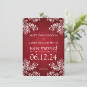 Elegant Marriage Elopement  Swirls 2 Red Aankondiging (Staand voorkant)