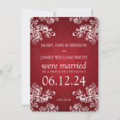 Elegant Marriage Elopement  Swirls 2 Red Aankondiging (Voorkant)