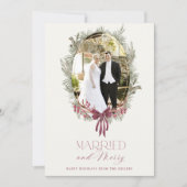 Elegant Married and Merry Holiday Photo Card Kaart (Voorkant)