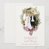 Elegant Married and Merry Holiday Photo Card Kaart (Voorkant / Achterkant)