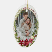 Elegant Married Merry Poinsettia Keramisch Ornament (Rechts)