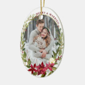 Elegant Married Merry Poinsettia Keramisch Ornament (Links)