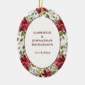 Elegant Married Merry Poinsettia Keramisch Ornament (Achterkant)