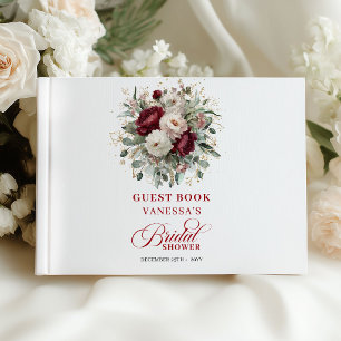 Elegant Marsala Bloemrijke Bruiloftsshower Gastboe Gastenboek