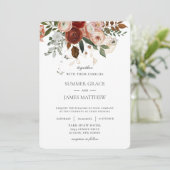 Elegant Marsala Burgundy Blush Ivory Wedding Kaart (Staand voorkant)