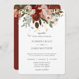 Elegant Marsala Burgundy Blush Ivory Wedding Kaart