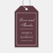 Elegant Marsala Burgundy Red Wedding Favor Cadeaulabel (Voorkant)