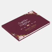 Elegant Marsala Floral Burgundy Wedding Gastenboek (Hoek)