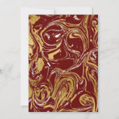 Elegant Marsala Gold Marble Wedding-uitnodiging Aankondiging (Achterkant)