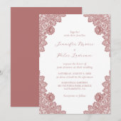 Elegant Marsala Lace Wedding Invitation Kaart (Voorkant / Achterkant)