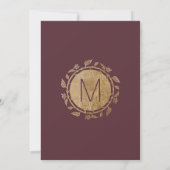 Elegant Marsala Red Burgundy Gold Floral Wedding Kaart (Achterkant)