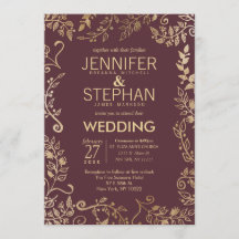 Elegant Marsala Red Burgundy Gold Floral Wedding
