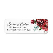 Elegant Marsala Red Rose Rustic  Wedding Address Etiket (Voorkant)