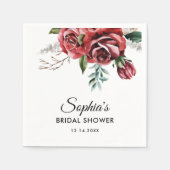 Elegant Marsala Red Rose Rustiek Vrijgezellenfeest Servet (Voorkant)