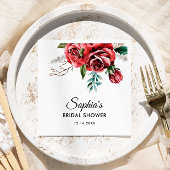 Elegant Marsala Red Rose Rustiek Vrijgezellenfeest Servet