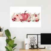 Elegant Marsala Roze Bourgondische Herfst Pumpkins Poster (Thuiskantoor)