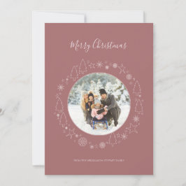 Elegant Marsala Roze Foto Wreath Holiday Kaart