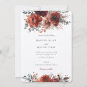 Elegant Marsala Waterverf Floral Wedding Kaart (Voorkant)