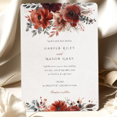 Elegant Marsala Waterverf Floral Wedding Kaart